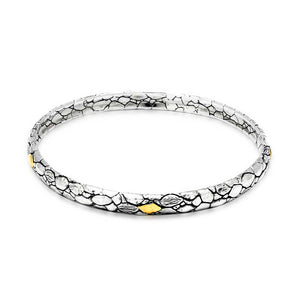 Gold & Silver Bangle, Crocodile Collection, Small Size