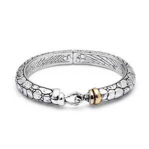 Gold & Silver Bangle, Crocodile and Bamboo Motif