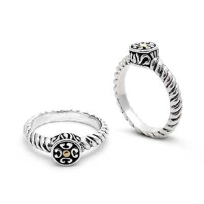 Gold & Silver Ring, Cable & Bali Motif