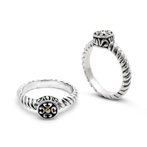 Gold & Silver Ring, Cable & Bali Motif