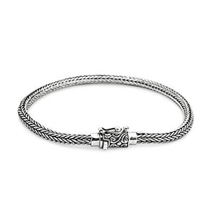 Silver Bracelet Tulang Naga, Round 4mm - Deni Jewelry