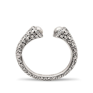 Silver bracelet, kick cuff with scale dragon motif - Deni Jewelry