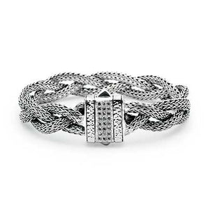 Silver Bracelet Dragon Bone, Braided 3x5mm - Deni Jewelry