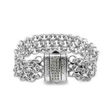 Silver Bracelet Medieval Chain, White Topaz Pave - Deni Jewelry