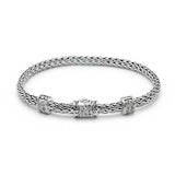 Silver Bracelet Dragon Bone, Oval 3x5, White Topaz Pave - Deni Jewelry
