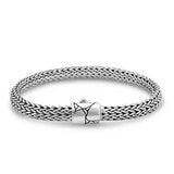 Silver tulang naga bracelet, 6x8 crocodile motif spring lock - Deni Jewelry