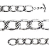 Silver Bracelet Crocodile Motif Women Large Link Toggle Clasp - Deni Jewelry