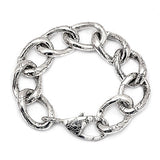 Silver Bracelet Crocodile Motif Women Large Link Lobster Clasp - Deni Jewelry