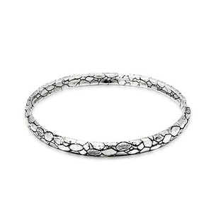 Silver bangle, small crocodile motif - Deni Jewelry