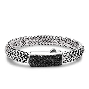 Silver Bracelet Flat Ram Chain, 8x11mm, Black Sapphire Pave - Deni Jewelry