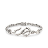 Silver Bracelet Snake Biting, Tulang Naga Chain, Emerald Eyes - Deni Jewelry