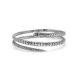 Silver Triple Bangle Twist Black Mamba Snake Motif - Deni Jewelry