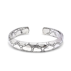 Silver Bangle Crocodile Motif Small Size Kick Cuff - Deni Jewelry