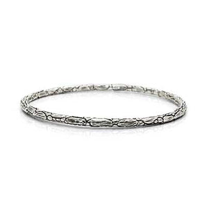 Silver bracelet bangle crocodile skin collection - Deni Jewelry