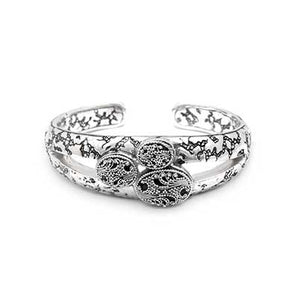 Silver Bangle Plaster Texture Handmade Jawan - Deni Jewelry
