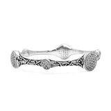 Silver Bangle Celtic Motif Oval White Topaz Pave - Deni Jewelry
