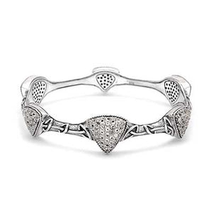 Silver Bangle Celtic Motif White Topaz Pave - Deni Jewelry