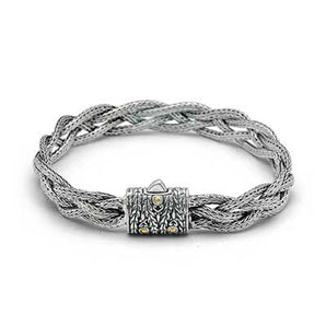 Gold Silver Bracelet, Dragon Bone Round 2.5mm, Spring Lock - Deni Jewelry