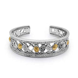 Gold Silver Cuff Kawung, White Topaz Pave - Deni Jewelry