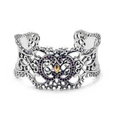 Gold Silver Cuff Kebaya, 18K Gold Hammer, Amethyst Pave - Deni Jewelry