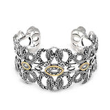 Gold Silver Cuff, 18K Gold Hammer Detail, Kebaya Collection - Deni Jewelry