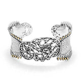 Gold Silver Cuff, 18K Hammer Detail, Kebaya Collection - Deni Jewelry