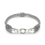 Silver Gold Horse Bracelet White Topaz Pave - Deni Jewelry