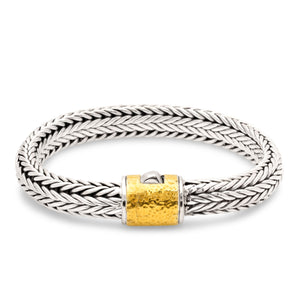 Gold & Silver Bracelet, Belah Rotan Chain 10x6mm