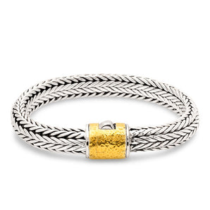 Gold & Silver Bracelet, Belah Rotan Chain 10x6mm - Deni Jewelry