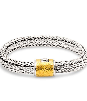 Gold & Silver Bracelet, Belah Rotan Chain 10x6mm - Deni Jewelry