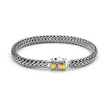 Gold & Silver Bracelet Tulang Naga, Chain 6x8, Crocodile Skin Motif - Deni Jewelry