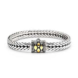 Gold & Silver Bracelet Tulang Naga, Square 4x9, Gold Accent on Lock - Deni Jewelry