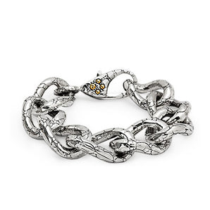 Gold Silver Bracelet Crocodile Motif Women Large Link Lobster Clasp - Deni Jewelry