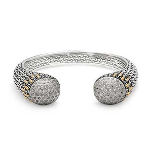 Gold & Silver Kick Cuff, White Topaz Pave, Sisik Naga Collection - Deni Jewelry