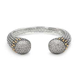 Gold & Silver Kick Cuff, White Topaz Pave, Sisik Naga Collection - Deni Jewelry