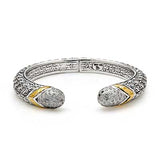 Gold & Silver Cuff Sisik Naga, White CZ Pave - Deni Jewelry