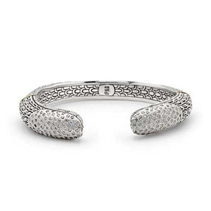 Gold & Silver Kick Cuff Sisik Naga, White CZ Pave - Deni Jewelry