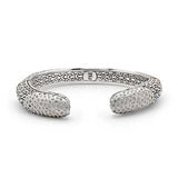 Gold & Silver Kick Cuff Sisik Naga, White CZ Pave - Deni Jewelry