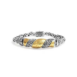 Silver & Gold Bracelet, Sisik Naga Chain, 18K Accents - Deni Jewelry