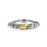 Silver & Gold Bracelet, Sisik Naga Chain, 18K Accents - Deni Jewelry