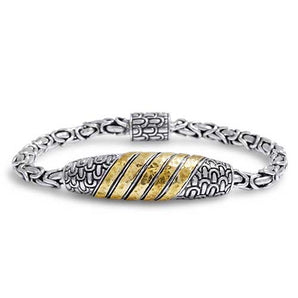 Silver Bracelet, Sisik Naga Collection, 18K Gold Accent - Deni Jewelry