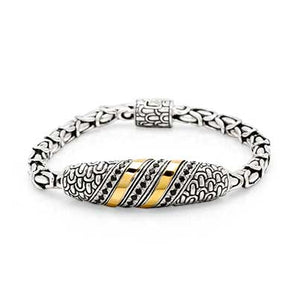 Gold & Silver Bracelet, Sisik Naga Collection, Black Sapphire Pave - Deni Jewelry
