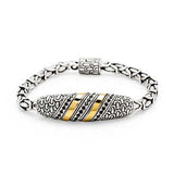 Gold & Silver Bracelet, Sisik Naga Collection, Black Sapphire Pave - Deni Jewelry