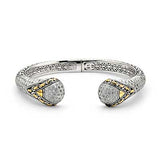 Gold & Silver Cuff Sisik Naga, White CZ - Deni Jewelry