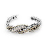 Gold & Silver Kick Cuff Sisik Naga, White Topaz Pave - Deni Jewelry