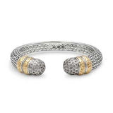 Gold & Silver Kick Cuff Sisik Naga, White Topaz Accents - Deni Jewelry