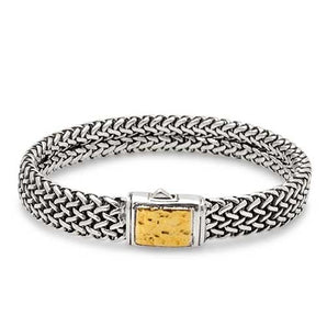 Gold & Silver Bracelet Flat Ram Chain, 4x9mm - Deni Jewelry