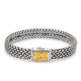 Gold & Silver Bracelet Flat Ram Chain, 4x9mm - Deni Jewelry