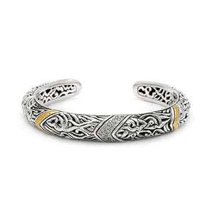 Gold & Silver Kick Cuff, Mega Mendung, CZ Pave - Deni Jewelry