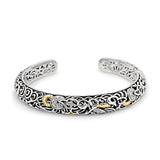 Gold & Silver Kick Cuff, Mega Mendung, White Topaz Pave - Deni Jewelry